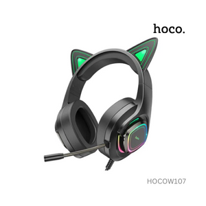 Hoco Cute Cat Luminous Cat Ear Gaming Headphones - W107