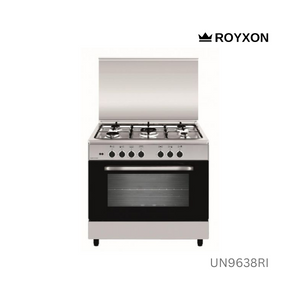 Royxon Gas Cooker Free Standing 90X60 5 Burners Matt Enameled Pan Supports