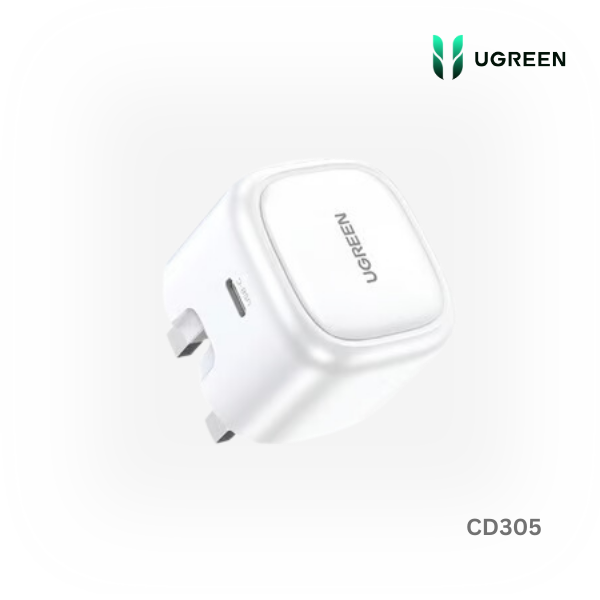 UGREEN Nexode 30W USB-C PD GaN Fast Charger UK -folding foot (White) CD305