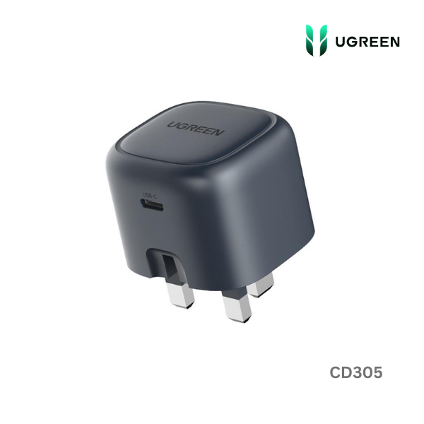 UGREEN Nexode 30W USB-C PD GaN Fast Charger UK -folding foot (Black) CD305