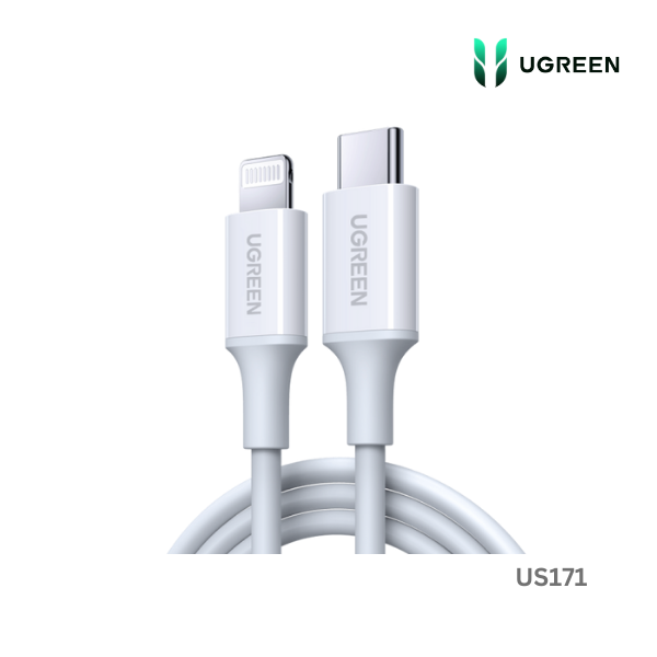 UGREEN USB-C to Lightning M/M Cable Rubber Shell 2m (White)US171
