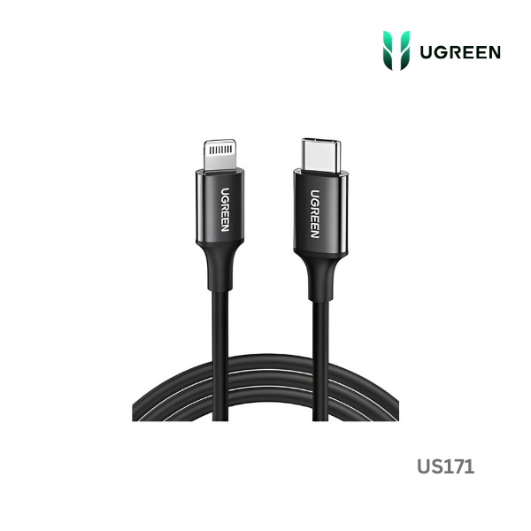 UGREEN USB-C to Lightning M/M Cable Rubber Shell 2m (Black)US171