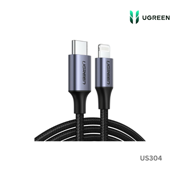 UGREEN USB-C to Lightning M/M Cable Aluminum Shell Braided 1m (Black)US304