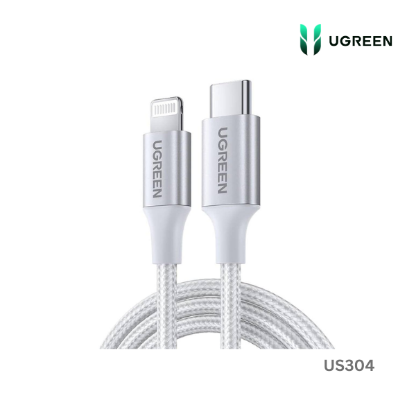 UGREEN USB-C to Lightning M/M Cable Aluminum Shell Braided 1m (Silver)US304
