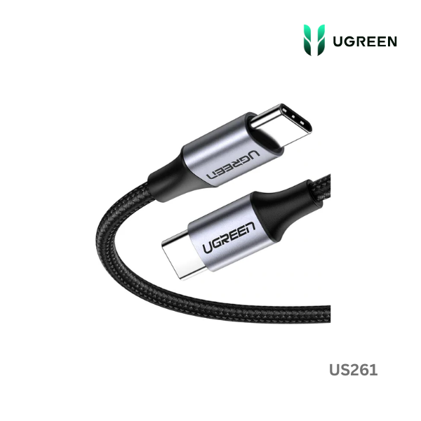 UGREEN USB 2.0 C M/M Round Cable Nickel Plating Aluminum Shell 1m (Gray Black)US261