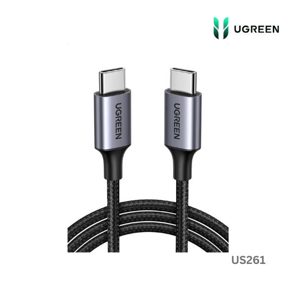 UGREEN USB 2.0 C M/M Round Cable Nickel Plating Aluminum Shell 2m (Gray Black)US261