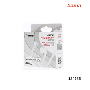 Hama Glow Earphones with Lightning Cable Microphone - White | 184156