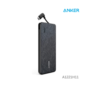 Anker PowerCore+ Metro 10000 with built-in USB-C Cable -Black Fabric