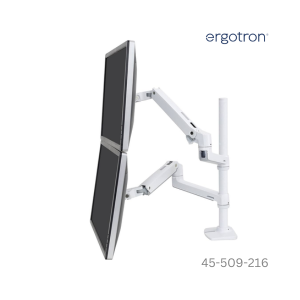 Ergotron LX Dual Stacking Arm, Tall Pole - White - 45-509-216