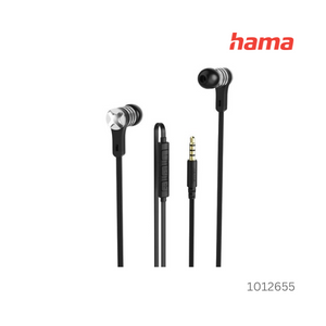 Hama Intense Earphones with Flat Ribbon Cable, Microphone - Black