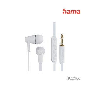 Hama Joy Earphones with Flat Ribbon Cable, Microphone - White