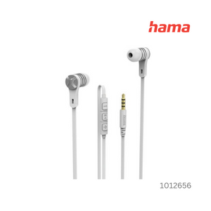 Hama Intense Earphones with Flat Ribbon Cable, Microphone - White-Grey
