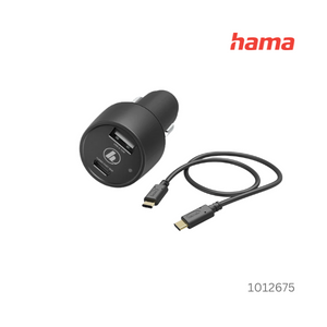 Hama Car Charging Kit USB-A/USB-C PD 30 W with USB-C Cable 1 m- Black
