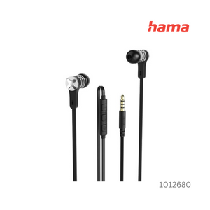 Hama Intense Earphones with Flat Ribbon Cable, Microphone - Black