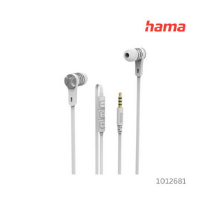 Hama Intense Earphones with Flat Ribbon Cable, Microphone - White