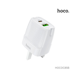 Hoco Bright Dual Port PD20W+Qc3.0 Uk Charger - C85B