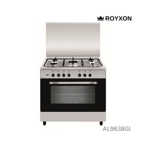 Royxon Gas Cooker Free Standing 90X60 5 Burners Enameled Pan Supports