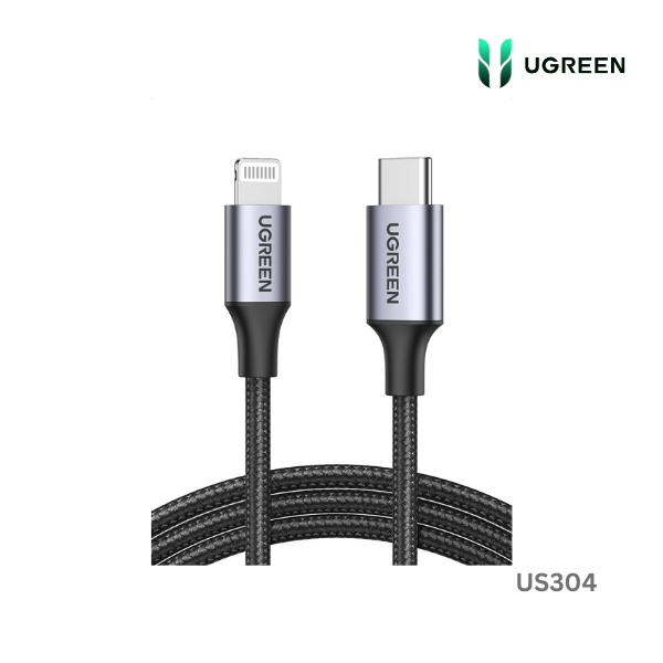 UGREEN USB-C to Lightning M/M Cable Aluminum Shell Braided 2m (Black)US304