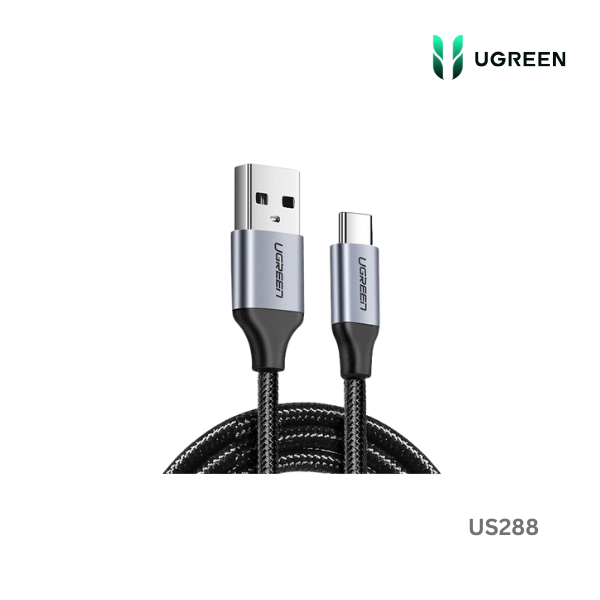 UGREEN USB-A 2.0 to USB-C Cable Nickel Plating Aluminum Braid 1m (Black)US288