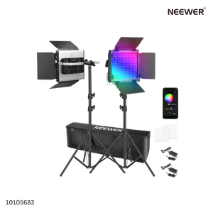 Neewer 2-Pack 660 PRO II RGB LED Light Kit with 200cm Stands & Bag UK