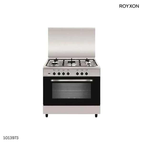 Royxon 5-Burner Gas Cooker 80x50cm with Enameled Pan Support - Silver (AL8534GI)